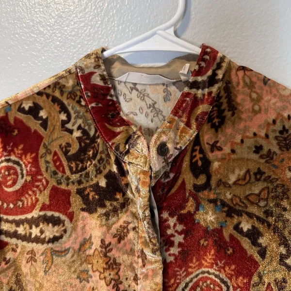 Soft Surroundings Size-S Montaigne Paisley Burnout Velvet‎ Tunic Shirt Blouse - Image 10