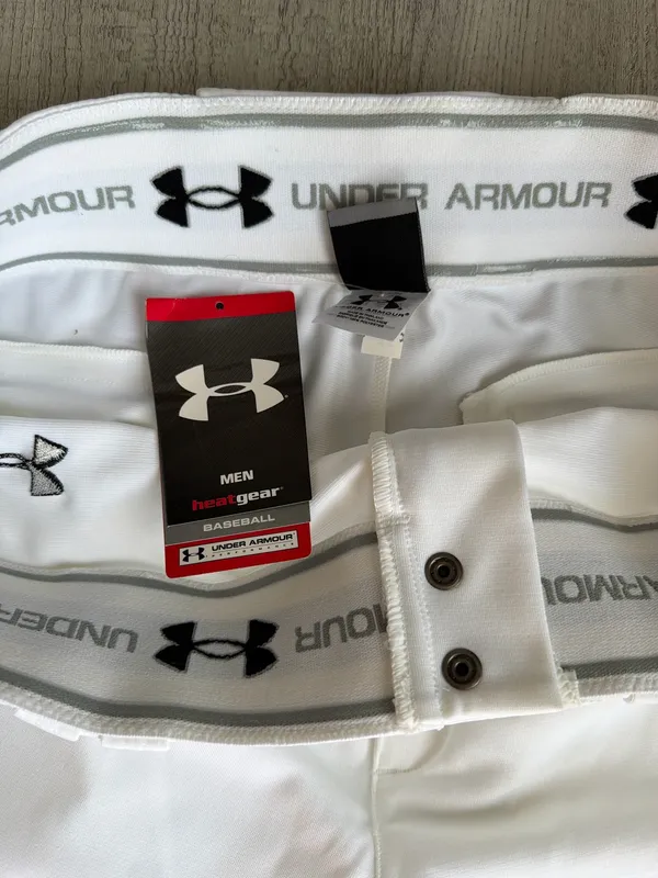 Under Armour Men’s Baseball Pants White HeatGear Athletic Performance - Image 2