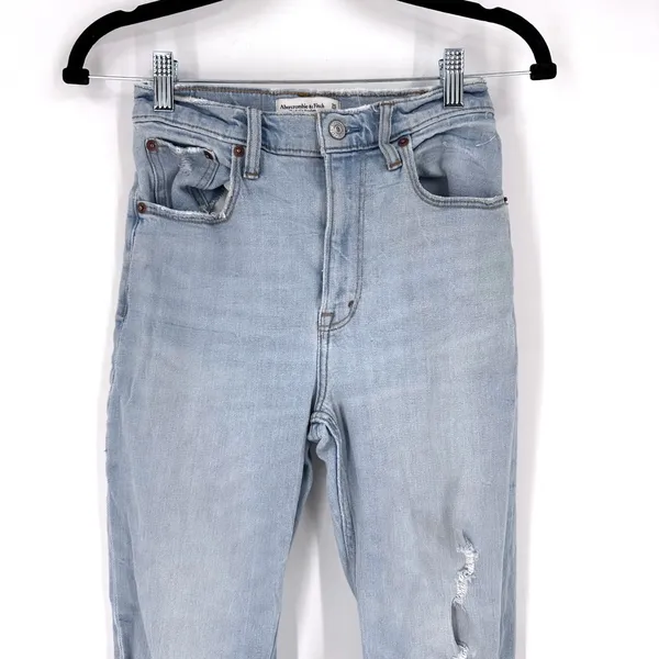 Abercrombie & Fitch Ultra High Rise Ankle Straight Jeans Distressed Size 25‎ - Image 5