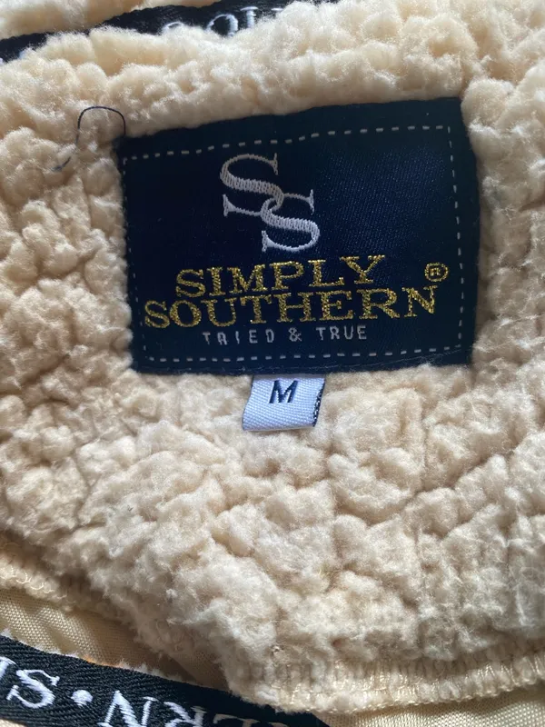 Simply Southern Cream Sherpa Zip Pullover with Teal & Orange Pattern - Image 5
