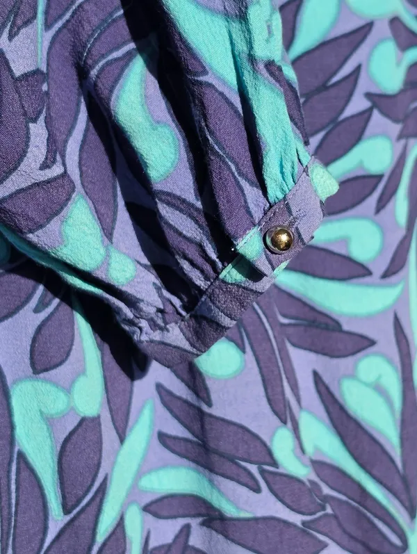 New Rachel Zoe Blue Purple Printed Long Sleeved Dress Small - Image 6