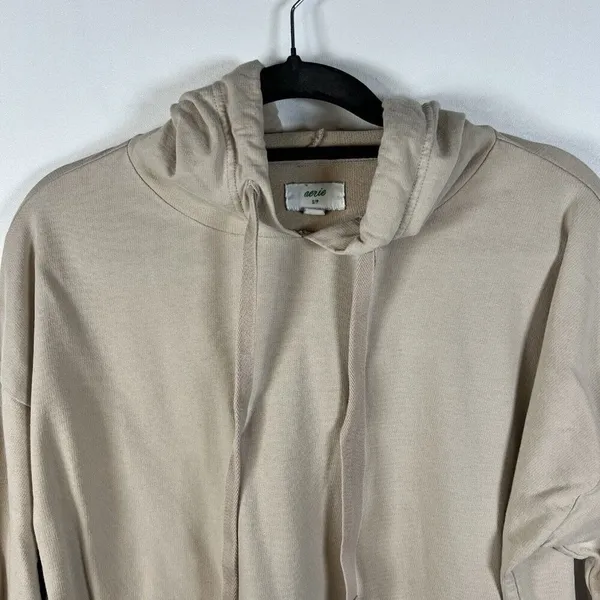 Aerie Oversized Hoodie Sweatshirt Tan Wide Drawstring Relaxed Fit Comfy Size S‎ - Image 3