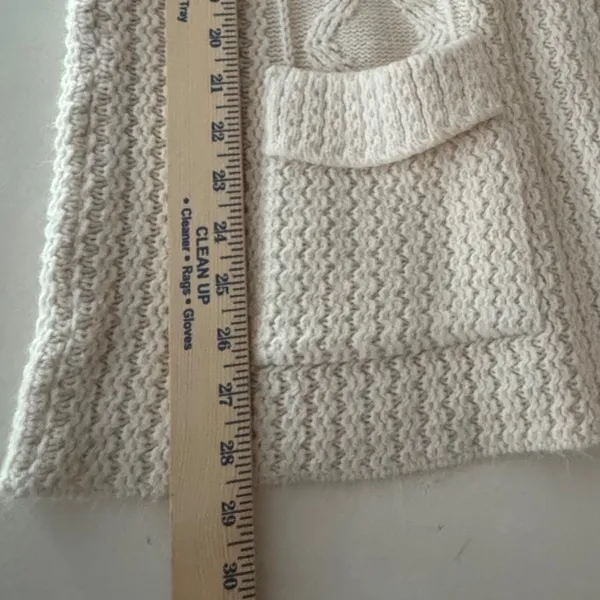 St Michael Vintage Cream Cable Knit Hooded Toggle Cardigan Sweater Cottagecore - Image 7