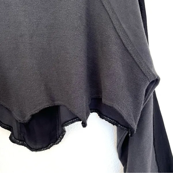 Free People Cropped Sweatshirt Grey & Black Mixed Media XS/ Small - Image 4