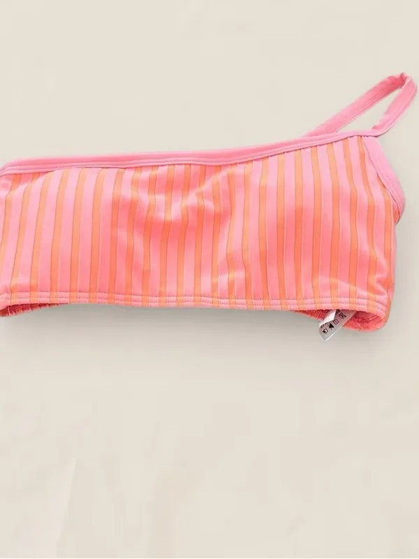 L*Space One Shoulder Bikini Top Pink Orange Ribbed Malibu Swim | small new - Image 3