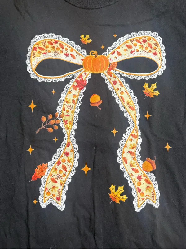 Comfort Colors Black Short Sleeve Tee with Pumpkin Bow Graphic - Image 4