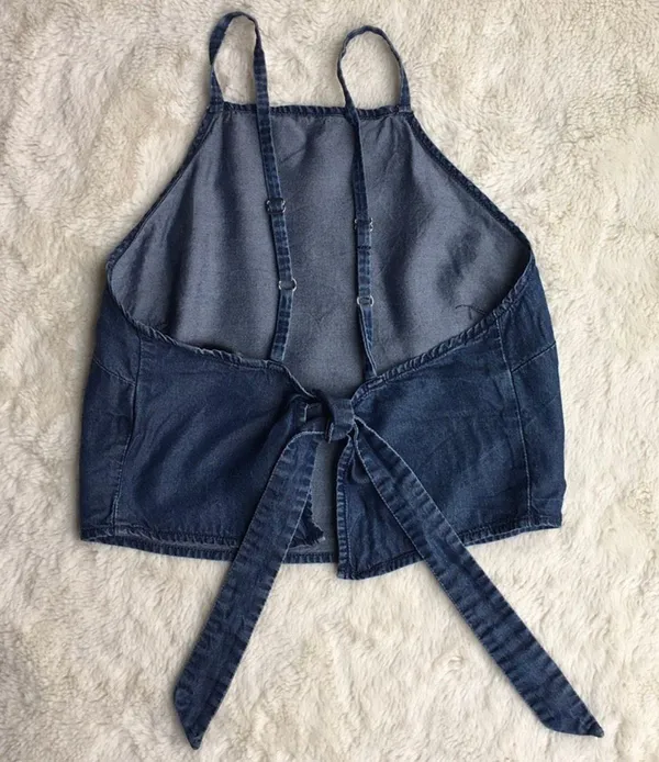 EXPRESS Chambray Denim Tie Back Crop Sz M - Image 7