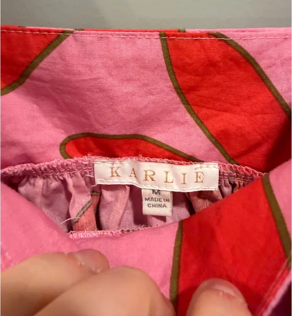 Karlie Floral Print Flutter Sleeve Blouse Pink and Red - Image 3