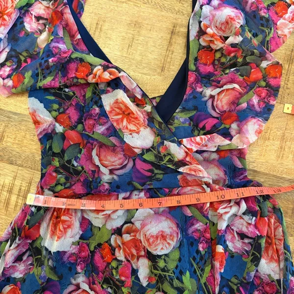 Fuzzi Floral Mesh Halter‎ Maxi Dress XS Romantic Ruffle Wedding Guest Italy $650 - Image 10