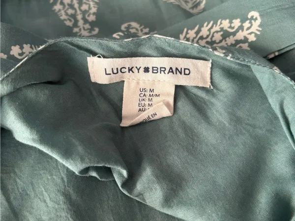 Lucky Brand Women's Teal Puff-Sleeve Tiered Maxi Dress Size Medium Boho Flowy - Image 7