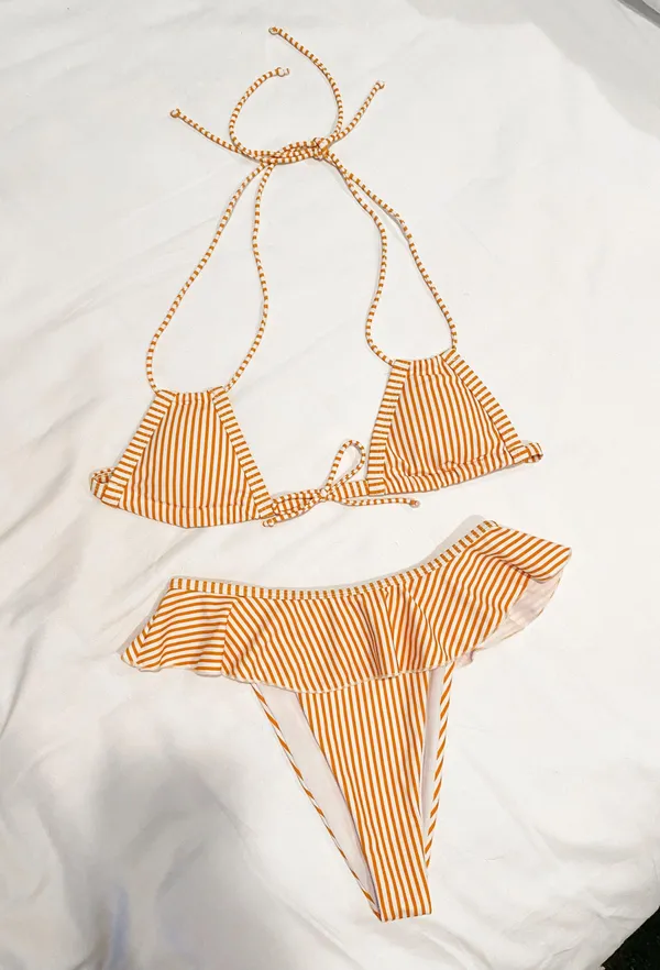 Striped Bikini Set Orange - Image 12