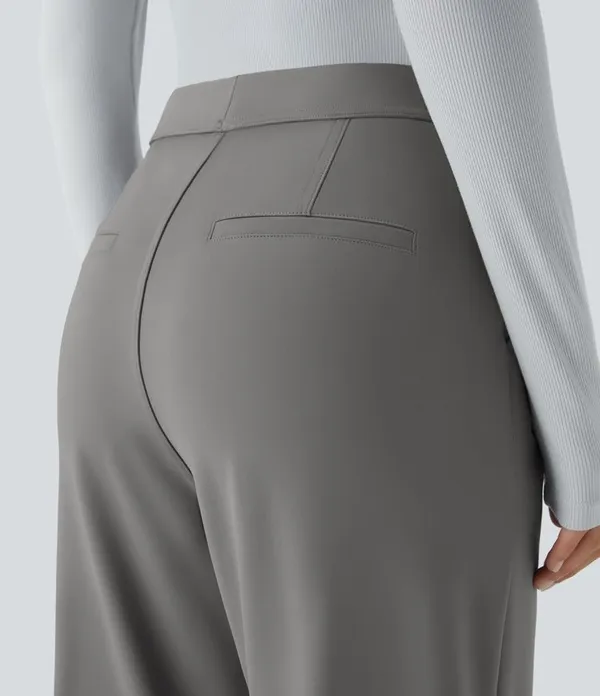Halara Wide Leg Work Pants Gray Size S Tall NWT High Waisted Stretch - Image 4