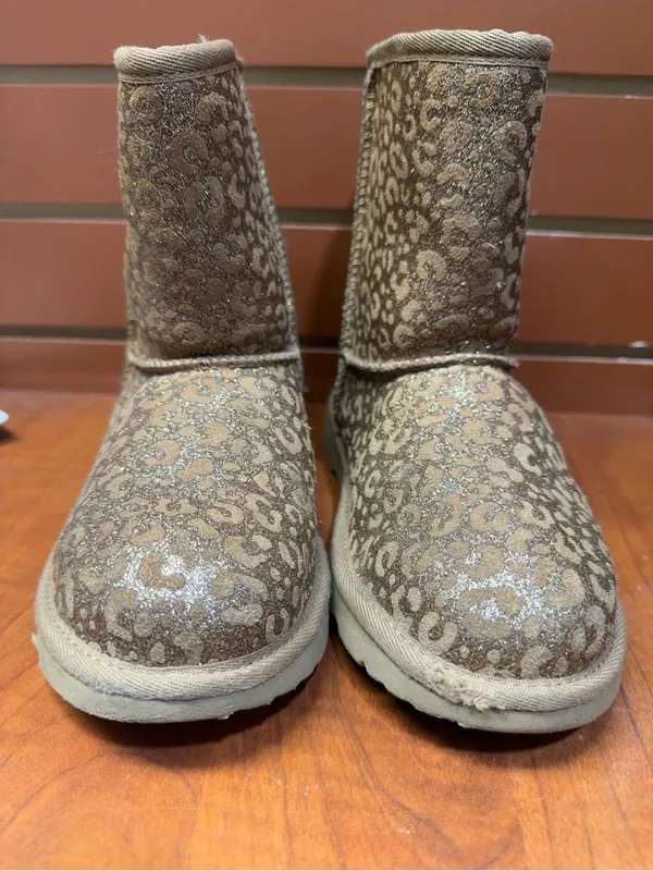 UGG Leopard-Pattern Suede Mid-Calf Boots in Beige - Image 5