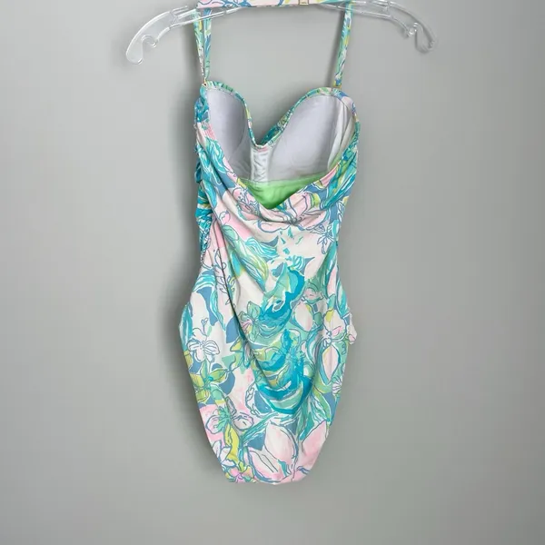Lilly Pulitzer Size 6 Printed One Piece Swim Suit Bandeau Strapless Multicolor - Image 6