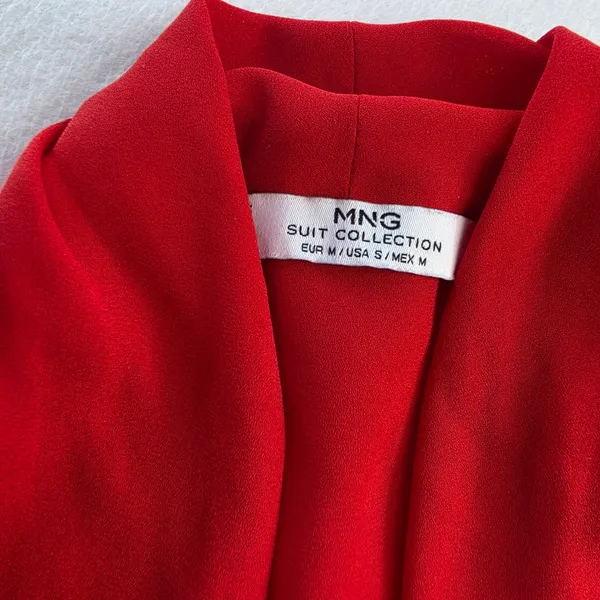 Mango MNG Suit Collection Red Draped Surplice Sleeveless Blouse Top Small‎ - Image 3