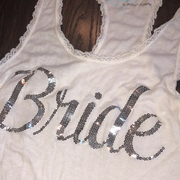Betsey Johnson Bride white sequin tank top new with tags size medium - Image 2