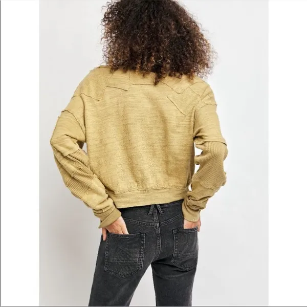 Free People 5 Star Tee Golden Palm Raw Hems Distressed Grunge Sweatshirt M - Image 2