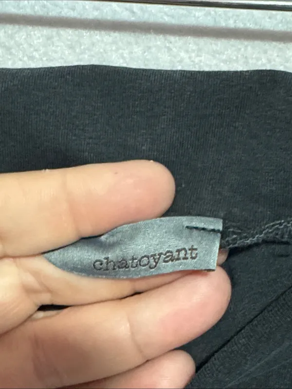 Chatoyant Black Fold-Over Waist Fit and Flare Yoga Pants - Image 2