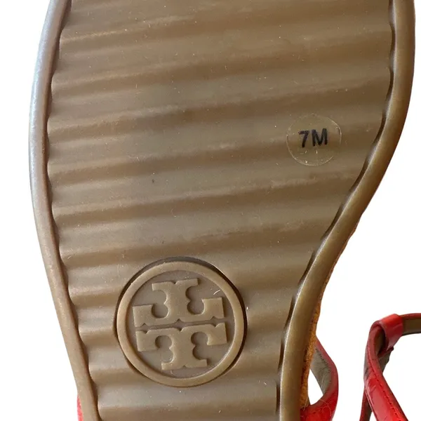 Tory Burch Everly Chain Link Espadrille‎ Sandals Orange Red 7 - Image 13