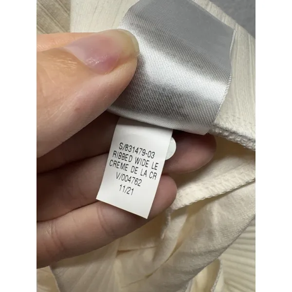 Old Navy Lounge Pants Women Size M Tall Ribbed Wide Leg Cream EUC Pockets - Image 3