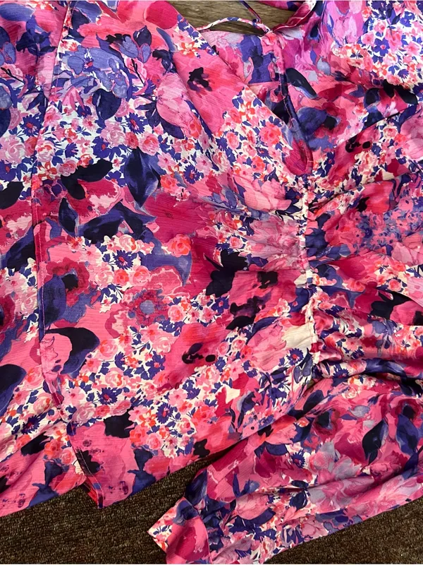 Zara purple and pink printed dress - Image 4
