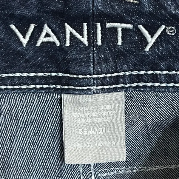 Vanity‎ Curvy Bootcut Jeans Dark Wash Contrast Stitch 26W 31L Blue Denim - Image 8