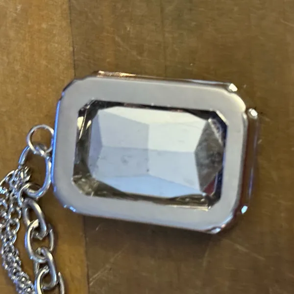 Silver tone chunky Smokey quartz pendant necklace - Image 4