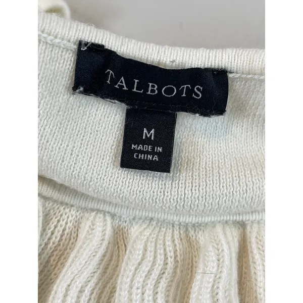 Talbots Cream Knit Sleeveless Top Size M Ruffle Detail Feminine - Image 3