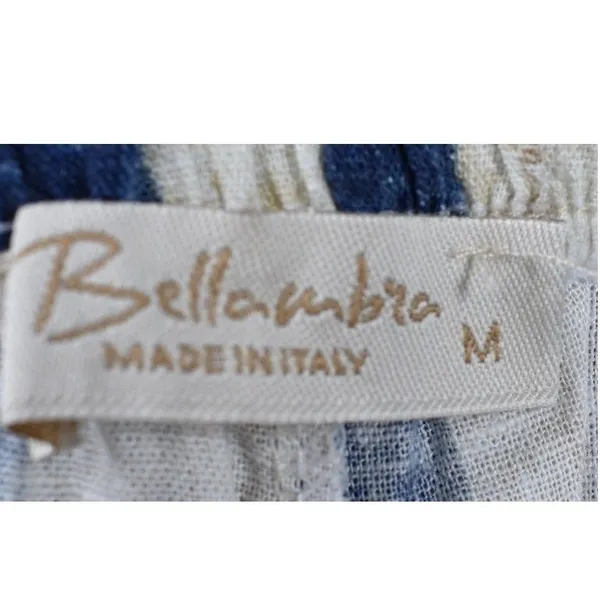 Bellambra Italy Blue White Striped Wide Leg Pants Damask Metallic Accents Medium - Image 3