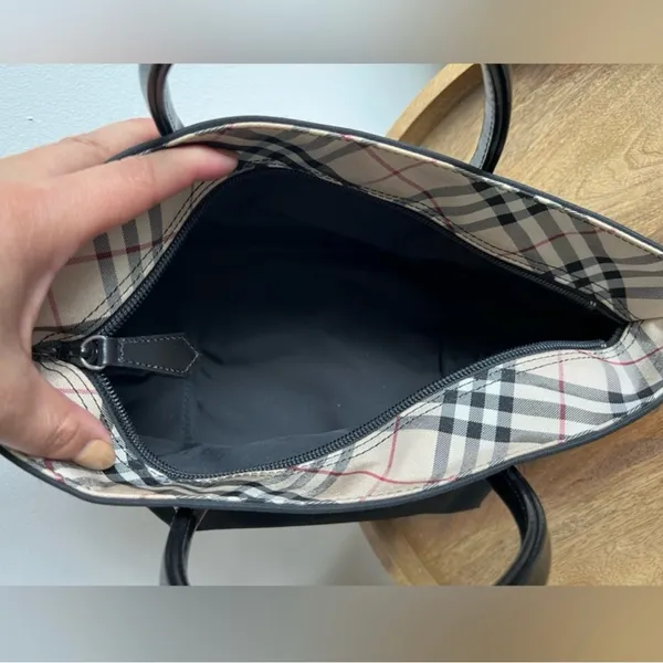 Burberry Blue Label Nova Check Mini Tote Black Nylon - Image 4