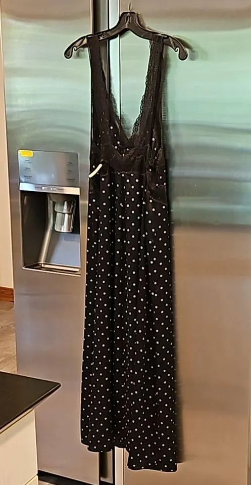 INTIMATELY FREE PEOPLE Bad For You Slip Dress ~ Black Polka Dot Print Lace L NWT - Image 11