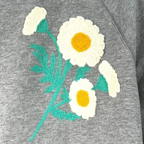 Lucky Brand L Daisy Applique Sweatshirt Crewneck Sweater Pullover Embroidered - Image 5