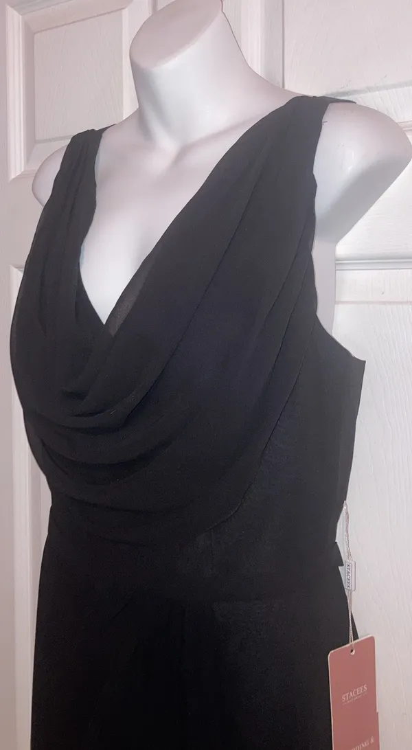 Women’s STACEES Formal Black Sweetheart Sweep Train Dress Size 12 Bust 39 New - Image 15