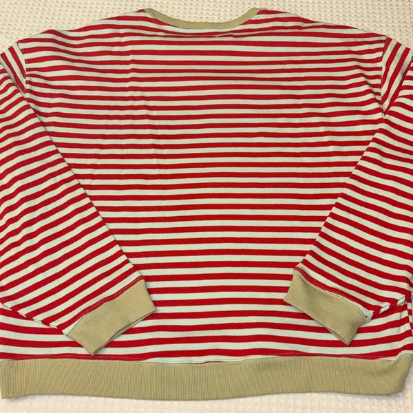 NEW! We The Classic Striped Oversized Crewneck Sweatshirt LARGE Red - Image 10