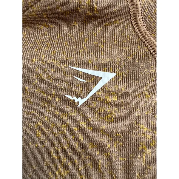 Gymshark Adapt Animal Seamless Long Sleeve Crop Top Brown Gold Medium B2A1C‎ - Image 3