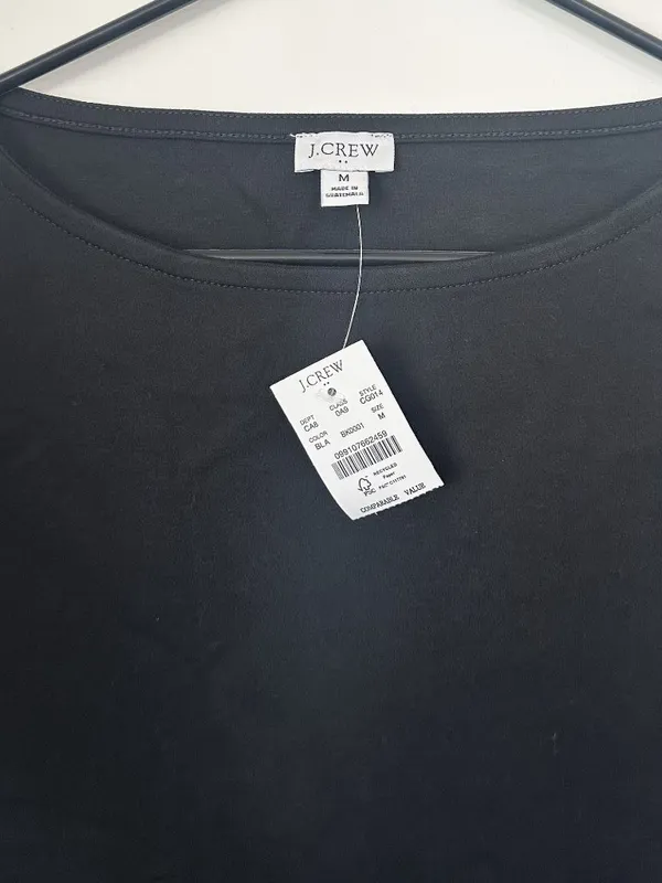 NWT J.Crew Black Boatneck Elbow Sleeve Tee - Size: Medium - Image 2