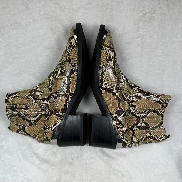 Horoscopez Snakeskin Print Western Ankle Boots Metal Toe‎ Tip AHZ19113 Womens 8M - Image 8