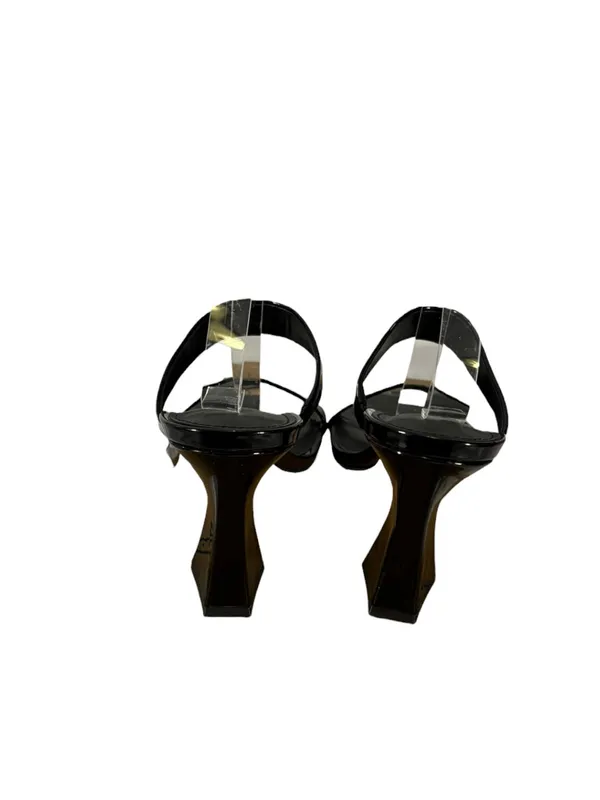 Marc Fisher Zasha Women 9.5 Black Square Toe Heeled Mules Y2K Strappy Sandals - Image 6