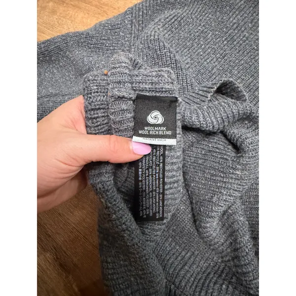 Vuori Womens Merino Wool Blend Mock Neck Ribbed Sweater Charcoal Gray Small - Image 6