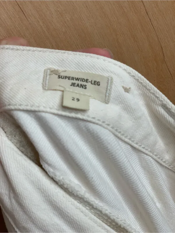 Madewell Cream High-Rise SuperWide-Leg Jeans with Button-Front Size-29 Quiet Lux - Image 3
