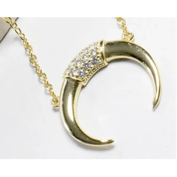 NEW Women's Gold-Plated Crescent Moon Horn Necklace‎ Size 16 + 2” - Image 8