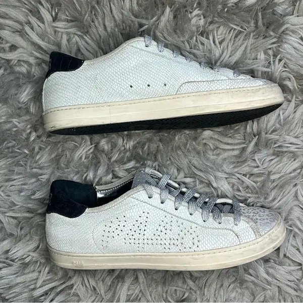P448 John leopard print lace up distressed sneakers women’s shoe size 7 - Image 5