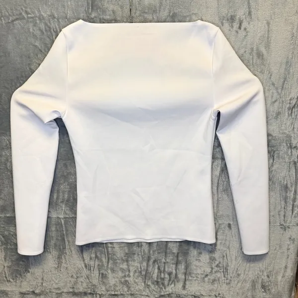 1953 | Abercrombie‎ & Fitch Matte Jersey Boatneck Long Sleeve Top White Women M - Image 2