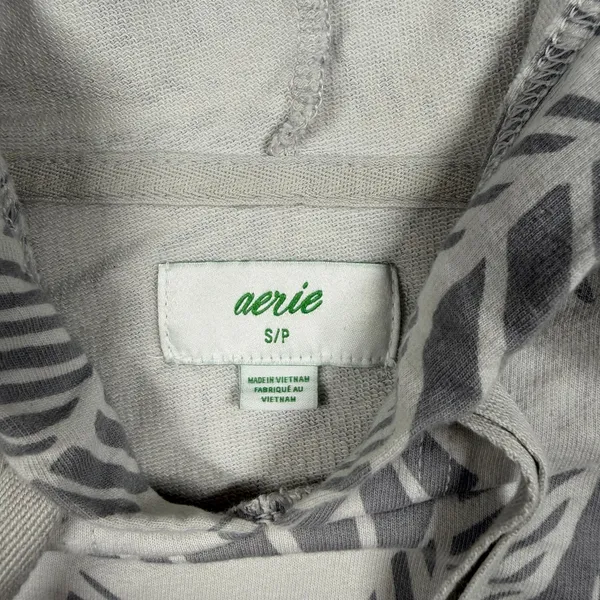 Aerie Palm Print Hoodie Gray White Lightweight Women’s Small Oversized - Image 2