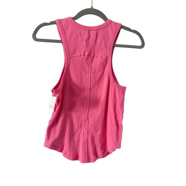 Women's We The Free Pink Ribbed V-Neck Tank Top L - Image 4