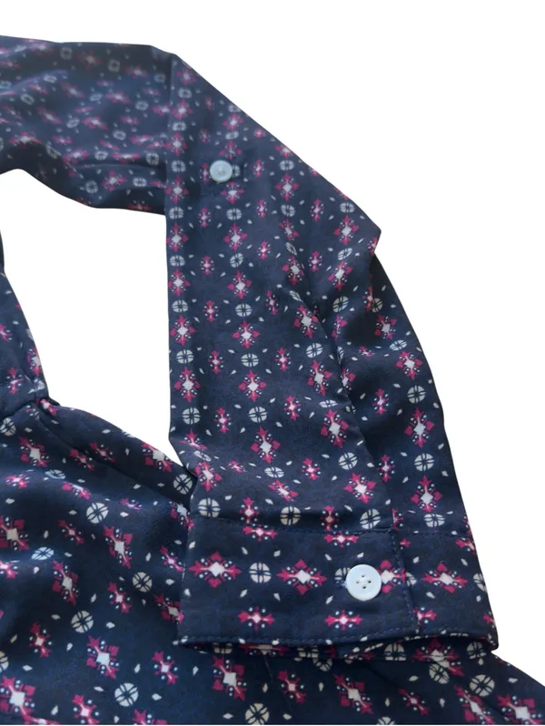 Abercrombie & Fitch Navy Floral Boho Shirt Dress Drawstring Waist Women’s Small - Image 8