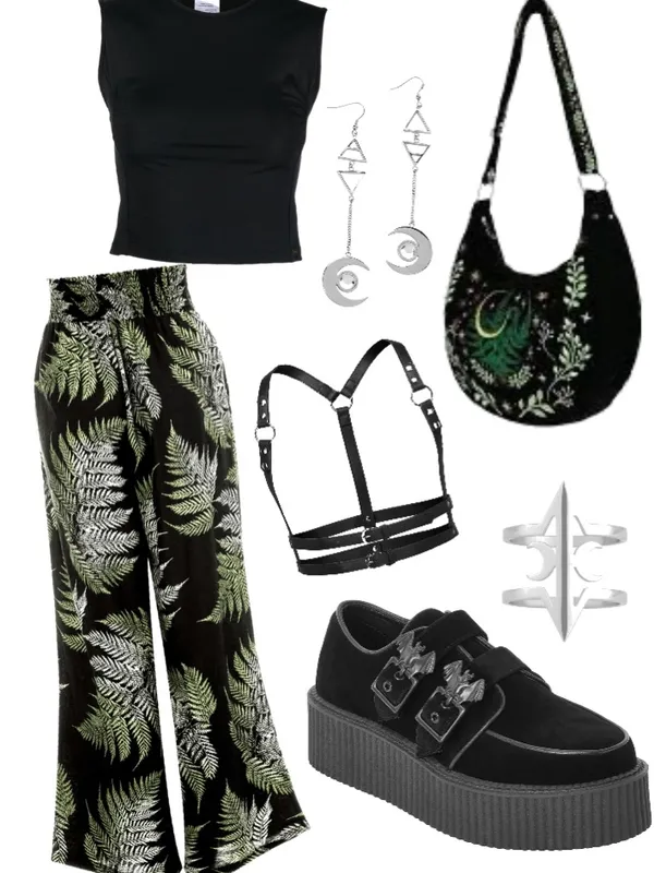 Disturbia Wide-Leg Fern Print Pants, 4 - Image 8