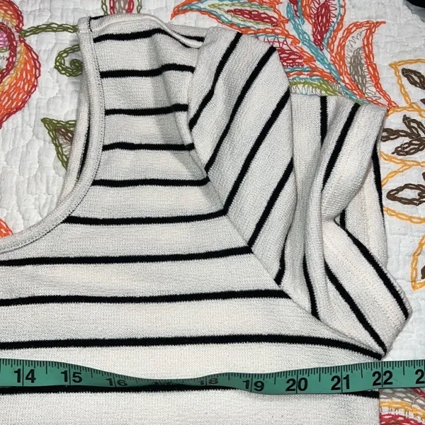 TORRID size 1 striped black off white striped button down front short sleeve top - Image 2