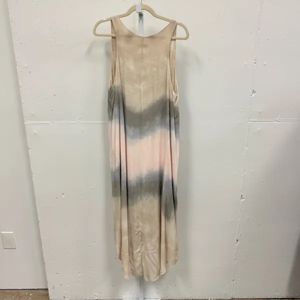 Boutique‎ Made In Italy Tie Dye Neutral High Low Sleeveless Maxi Dress Beige Med - Image 2