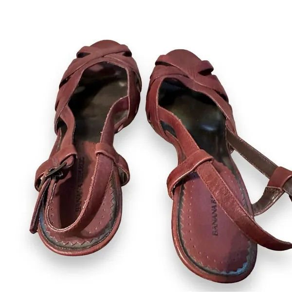Banana Republic Vachetta Strappy Leather Slingback Heels Sandals‎ Sz 7 Estimated - Image 6